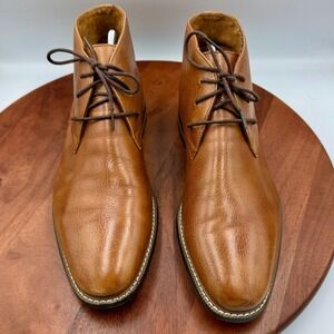 Carlo Morandi Mens Leather Lace Up Chukka Boots Memory Foam MB983630P-6 Size 10D